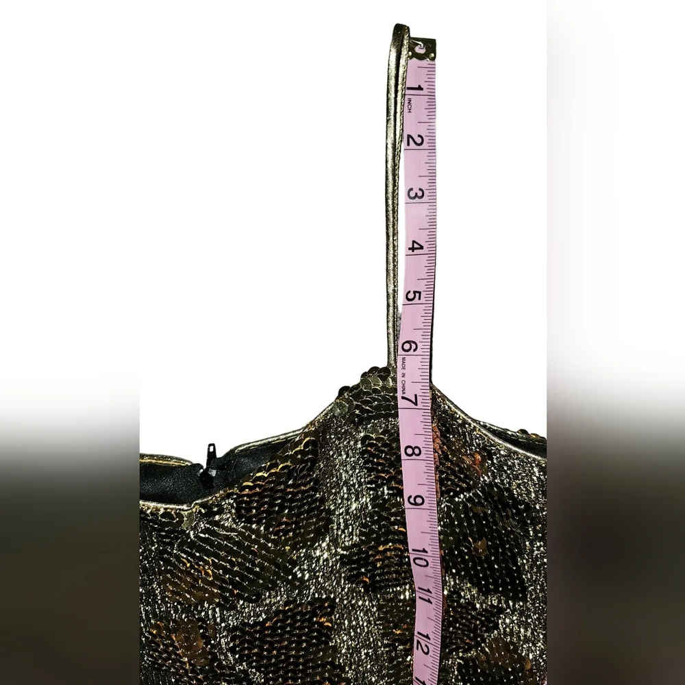 Vtg Dave & Johnny Gold Sequin Animal Print Mini Dress Cocktail Party USA Sz 3/4 - Picture 7 of 16